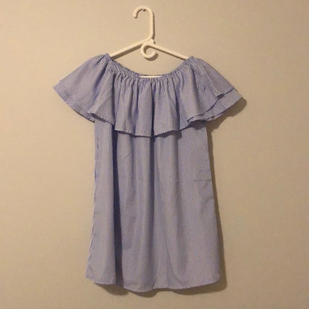 ROMWE off the shoulder striped dress